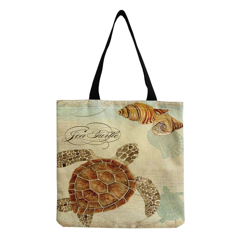 Women's Medium Linen Animal Beach Square Open Shopping Bags
