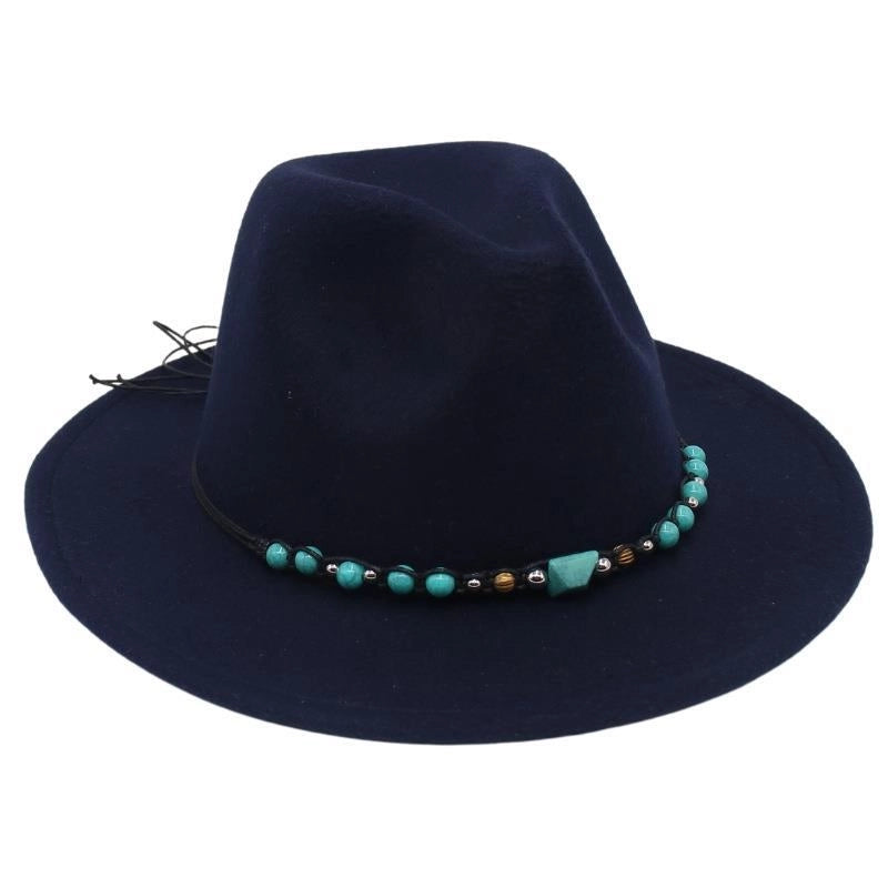 Western Cowboy Hat Big Brim Mountaineering Hat Spring And Summer New Emerald Felt Hat Ethnic Tibetan Hat