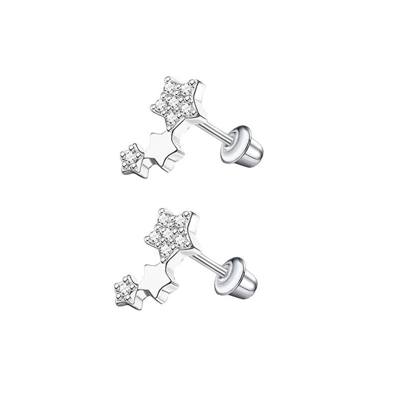 1 Pair Minimalist Cross Star Butterfly Plating Inlay Stainless Steel Zircon Ear Studs