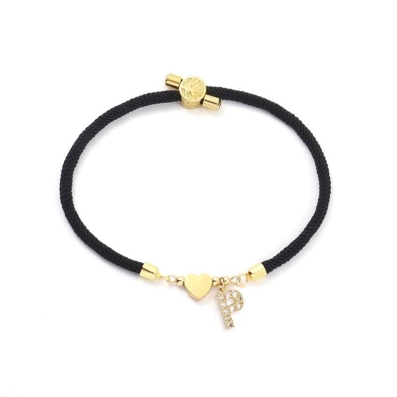 Minimalist Classic Style Letter 304 Stainless Steel Nylon Copper Zircon Bracelets In Bulk