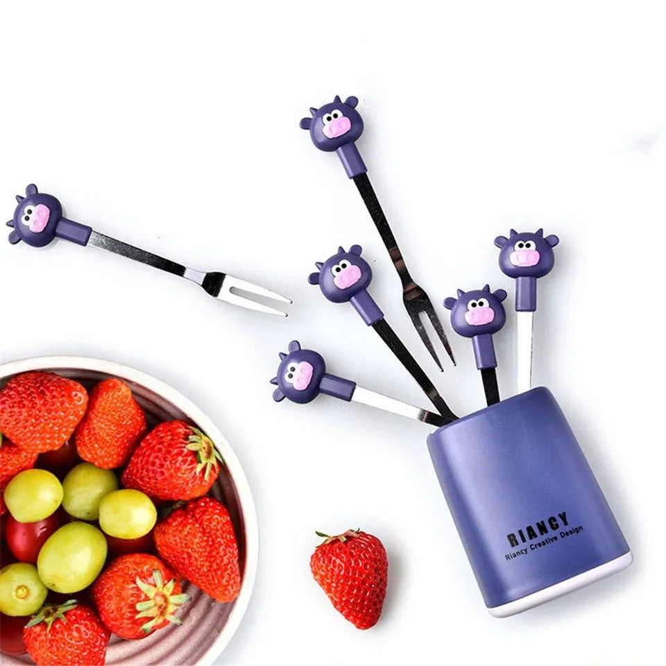 6IN1 CARTOON FRUITS FORK SET