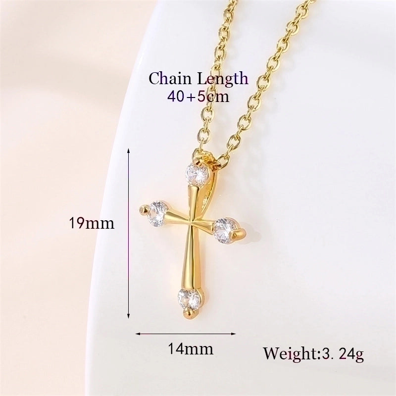 Stainless Steel Titanium Steel 18K Gold Plated Vintage Style Plating Inlay Round Heart Shape Snowflake Zircon Pendant Necklace