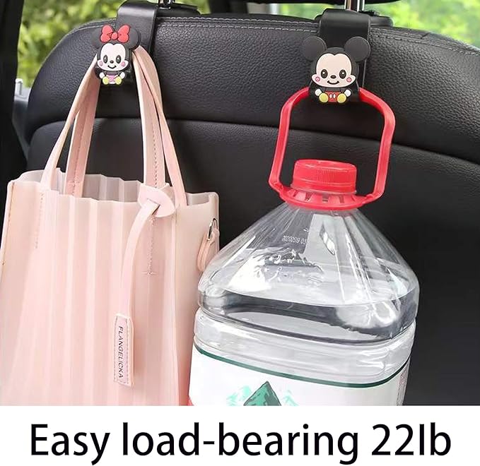 (Pack of 4) Universal Car Backseat Headrest Hangers with Creative Cartoon Seat Holder Organizer for Purses Bags etc