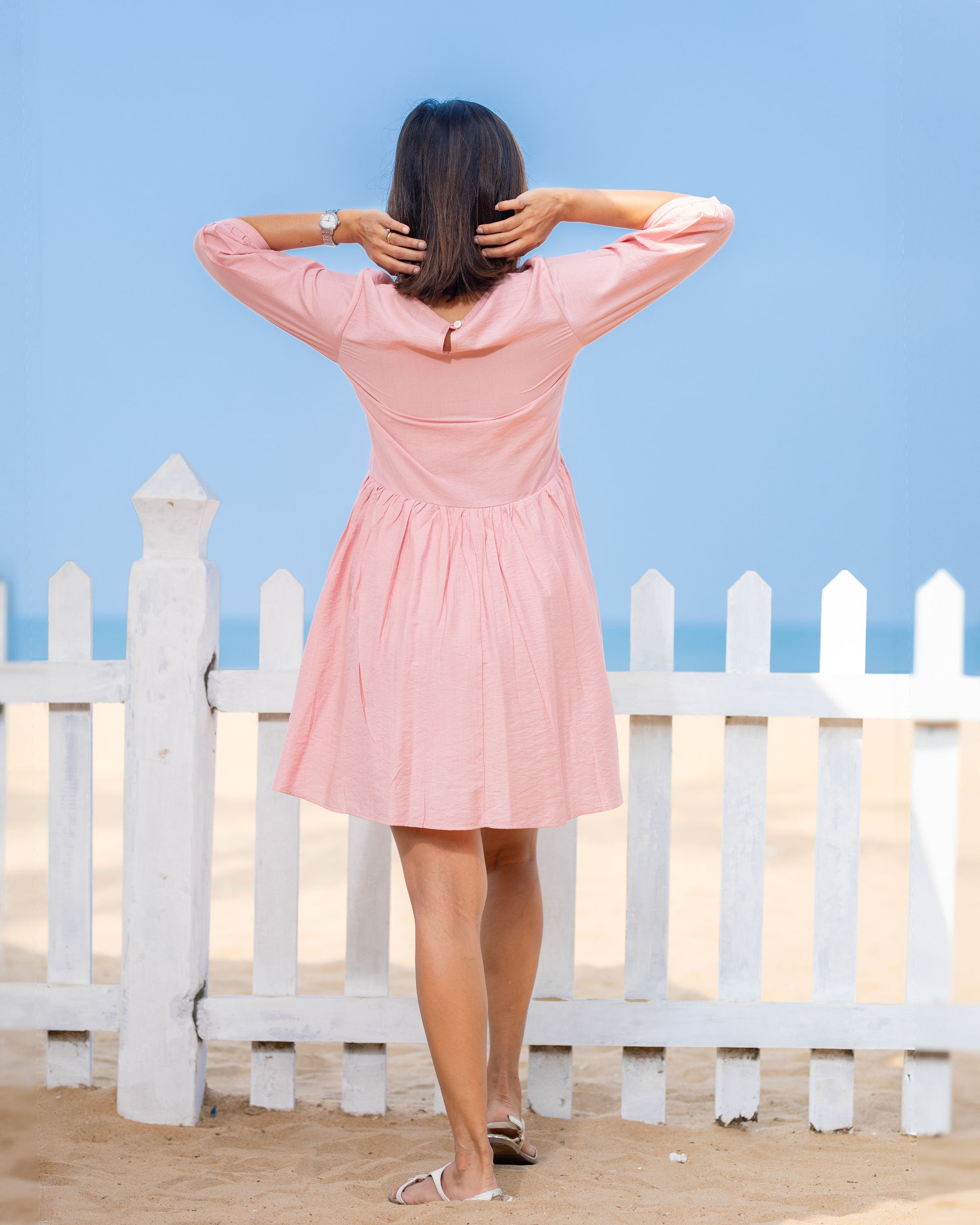 Coastal Sunrise Dolly Dress -Pink