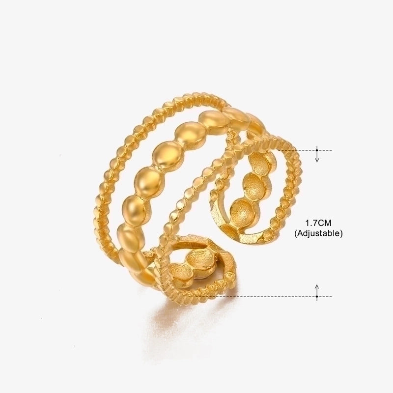 Retro Geometric Stainless Steel Plating Open Rings
