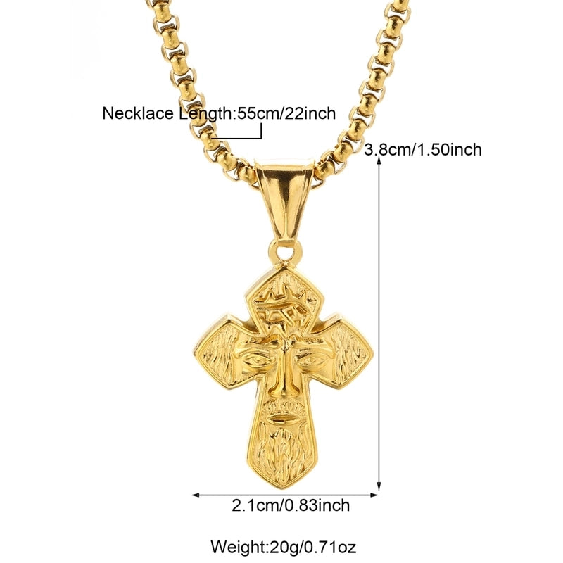 Modern Style Classic Style Portrait Cross Solid Color 304 Stainless Steel 18K Gold Plated Round Pendant Necklace