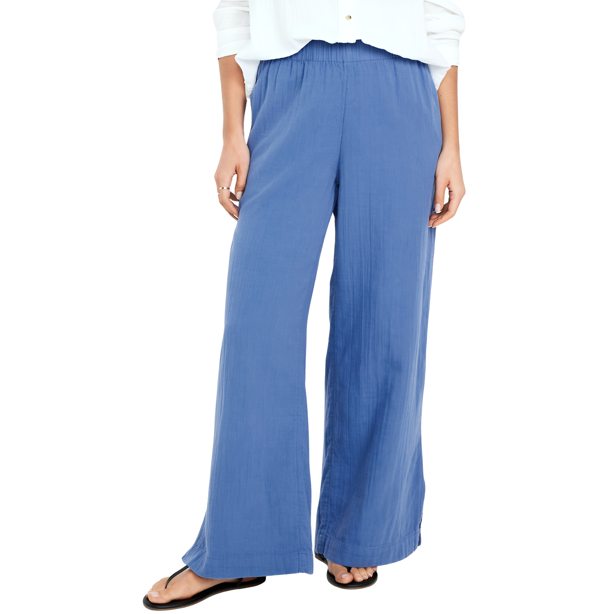 High Waisted Crinkle Gauze Super Wide Leg Pants