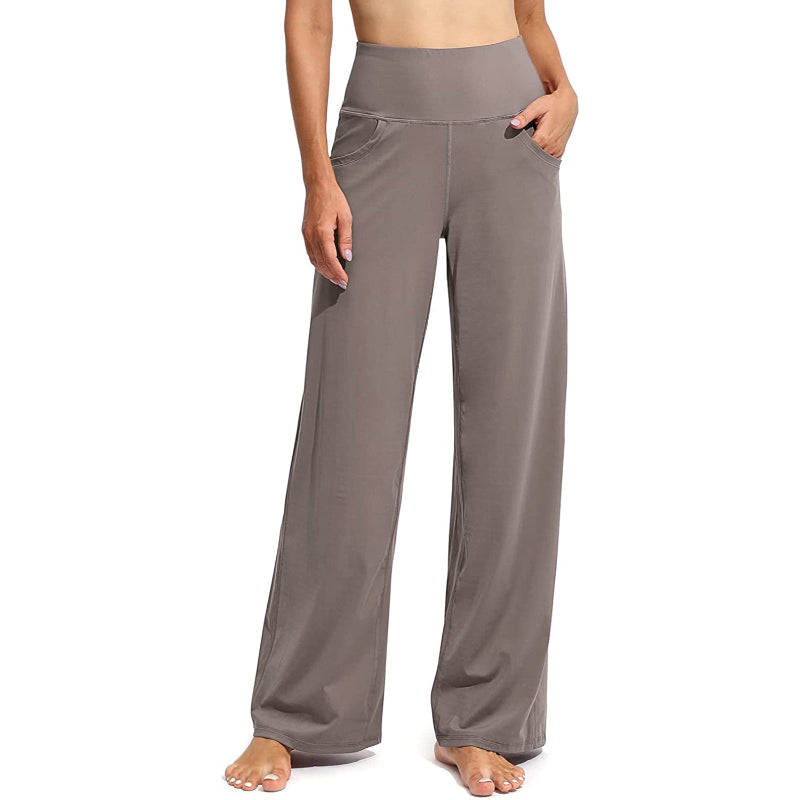 Women Wide Leg Yoga Pants High Waist Stretch Workout Sweatpants With Pockets Casual Straight Leg Pants