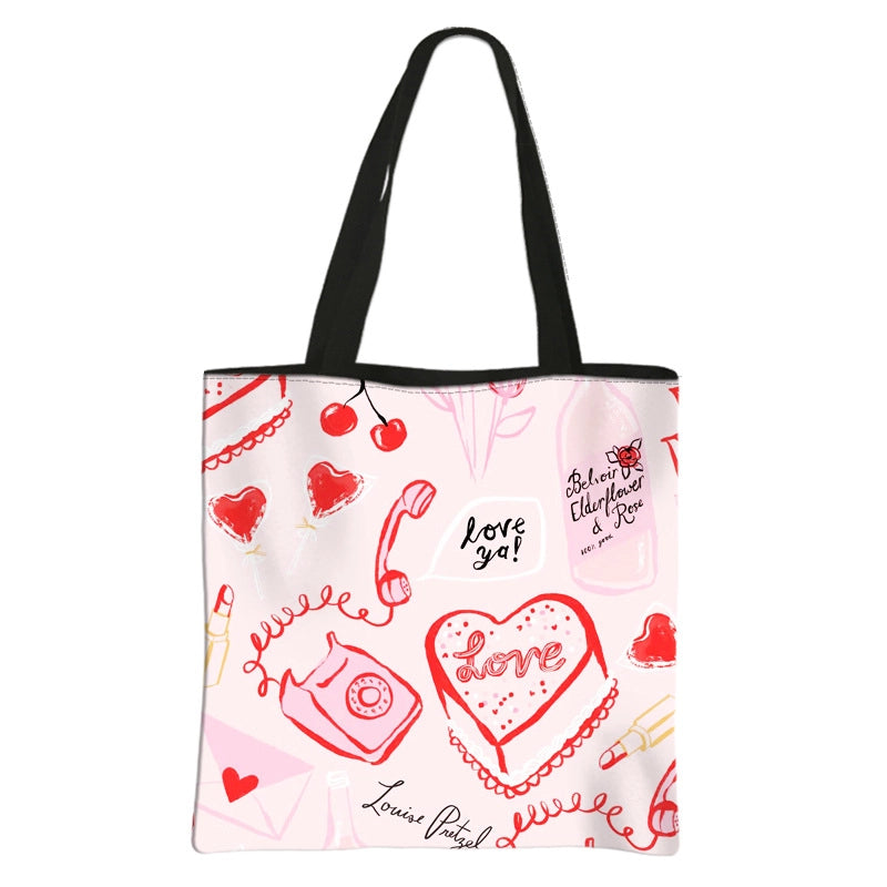 Women's Medium Polyester Letter Heart Shape Classic Style Square Open Shoulder Bag