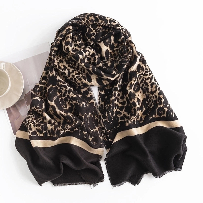 Women's Vintage Style Leopard Imitation Cashmere Printing Scarf