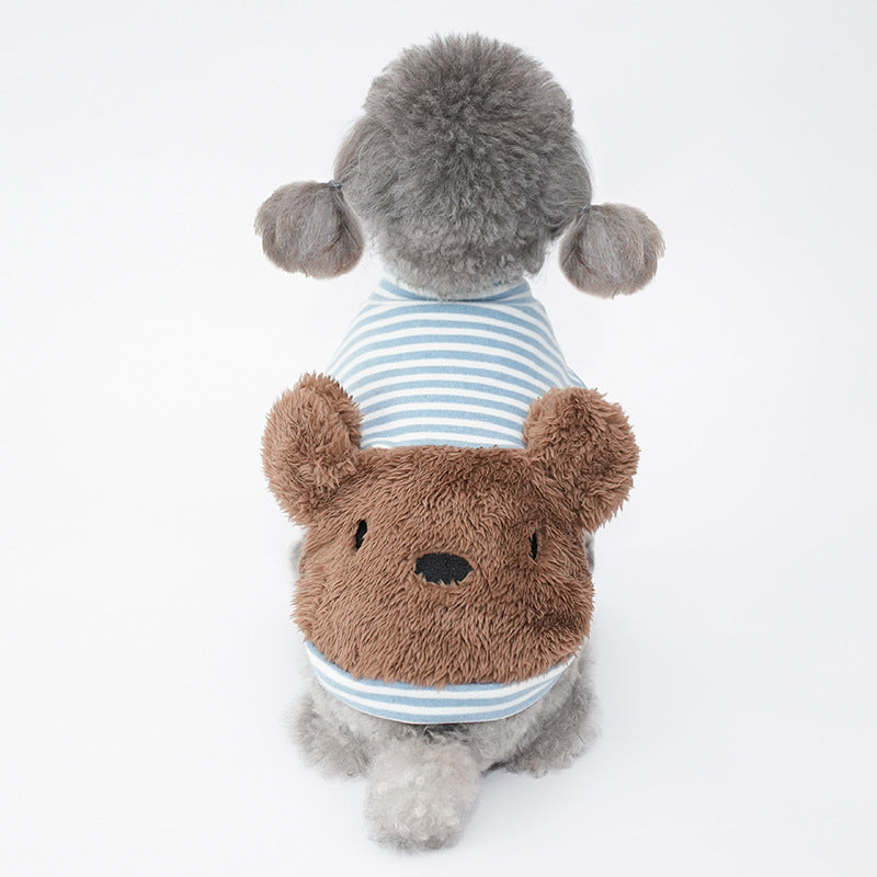 Furry Bear Striped Two-Legged Dog Clothes