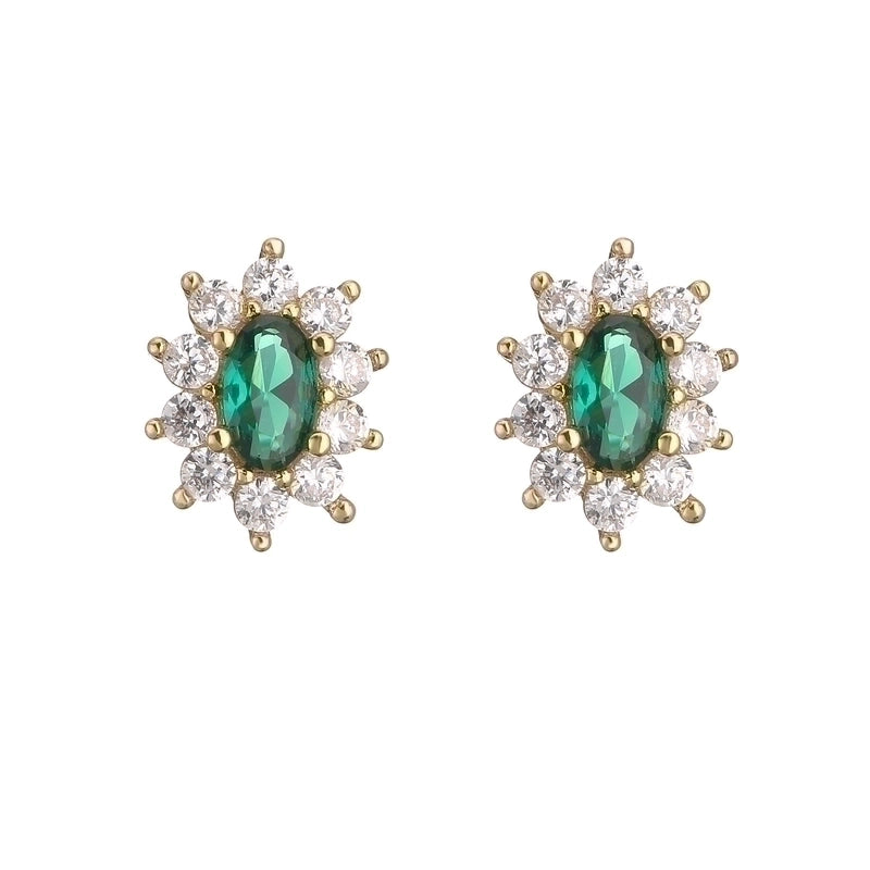 Sweet Geometric Copper Plating Zircon Women's Earrings Necklace 1 Pair