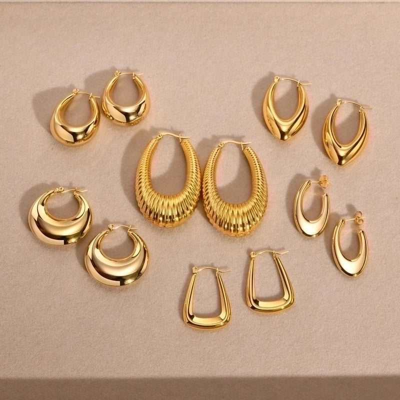1 Pair Minimalist U Shape Plating 201 Stainless Steel Earrings