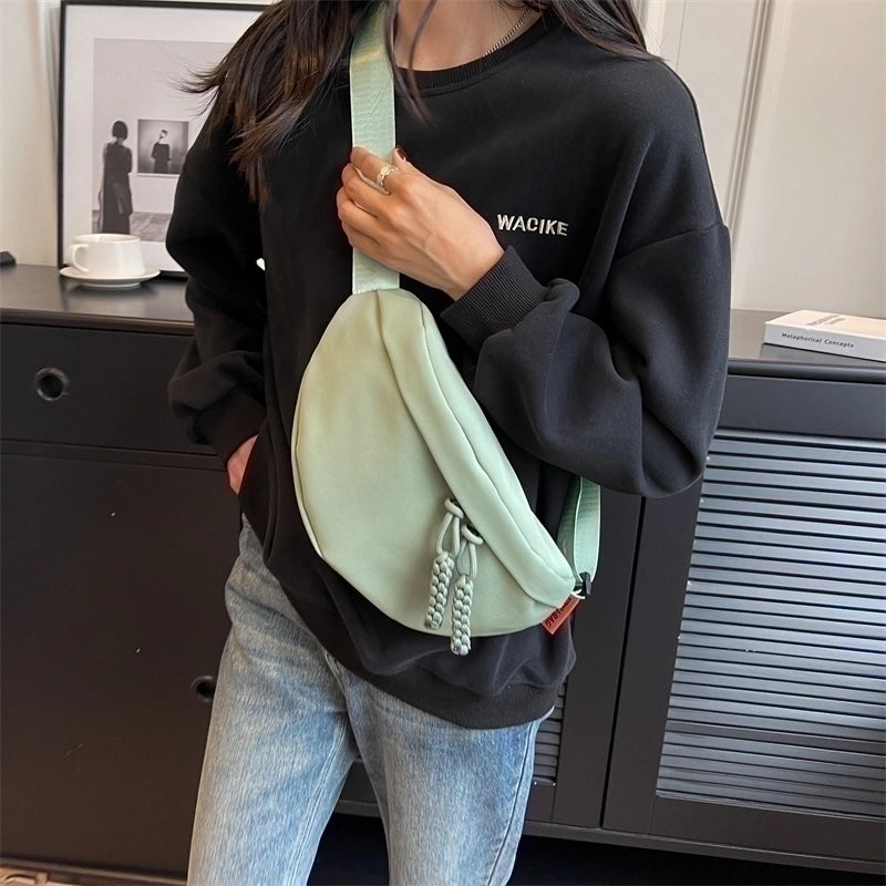 Women's Basic Solid Color Nylon Waist Bags