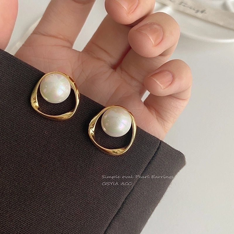 Fashion Geometric Alloy Plating Artificial Pearls Women's Earrings 1 Pair