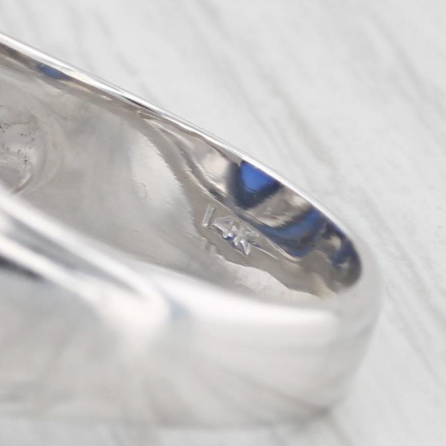 Lab Created Sapphire Cabochon Ring 14k White Gold Size 7