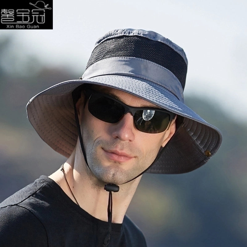 Unisex Basic Solid Color Fake Drawstring Wide Eaves Bucket Hat