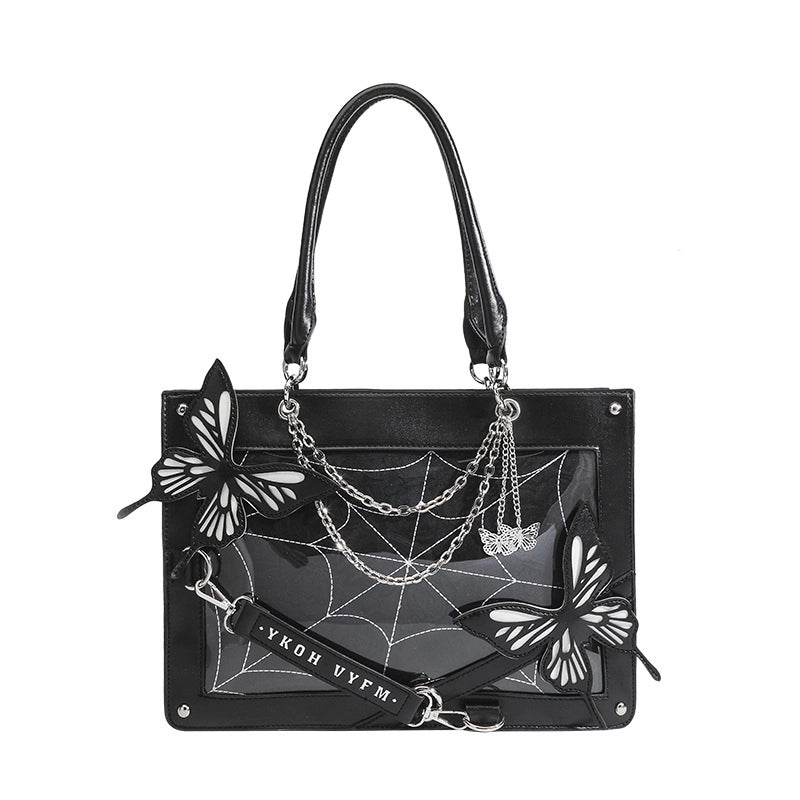 Women's Large Pu Leather Letter Butterfly Streetwear Square Zipper Underarm Bag
