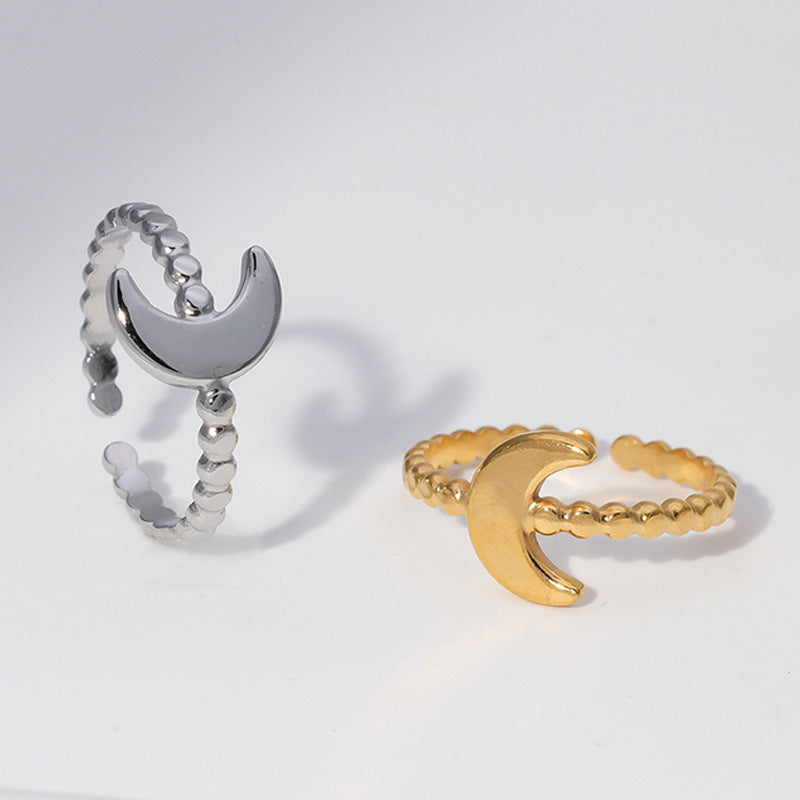 Women Expressive Moon Stainless Steel Electroplating Rings