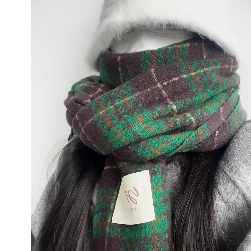 Unisex Classic Style Lattice Imitation Cashmere Scarf
