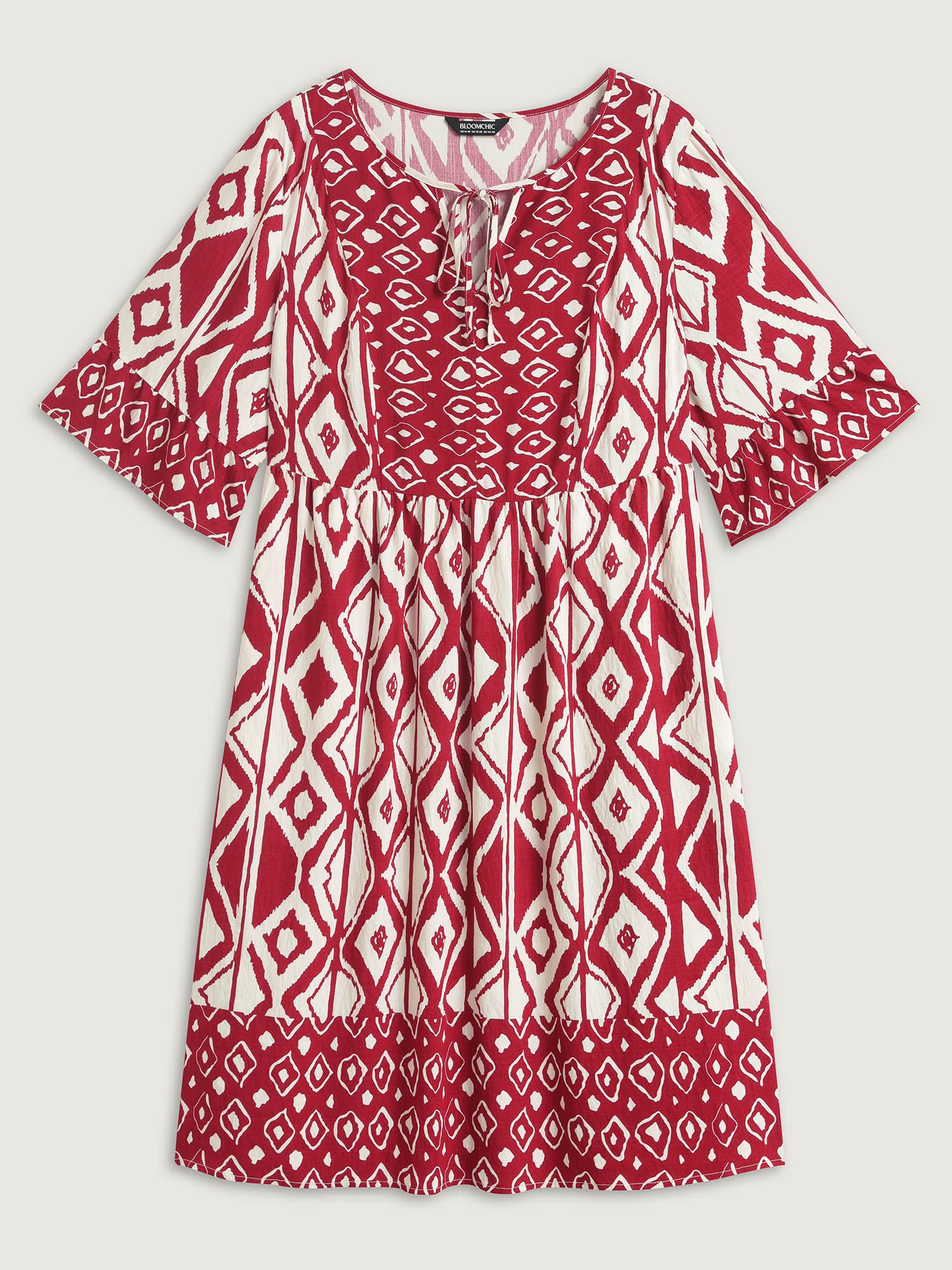 Rayon Geometric Print Midi Dress