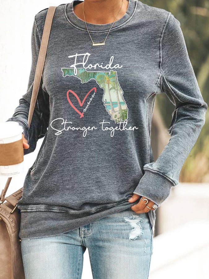 Women's Florida Stronger Than The Storm Printed Casual Sweatshirt