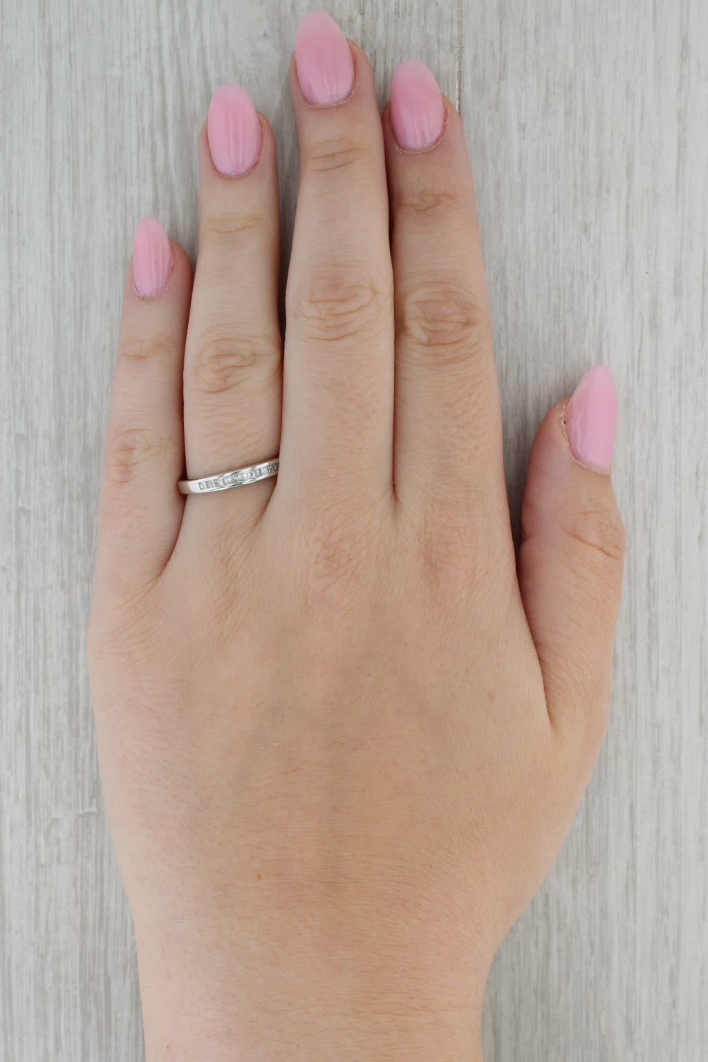 0.42ctw Diamond Wedding Band 14k White Gold Size 8.5 Stackable Ring