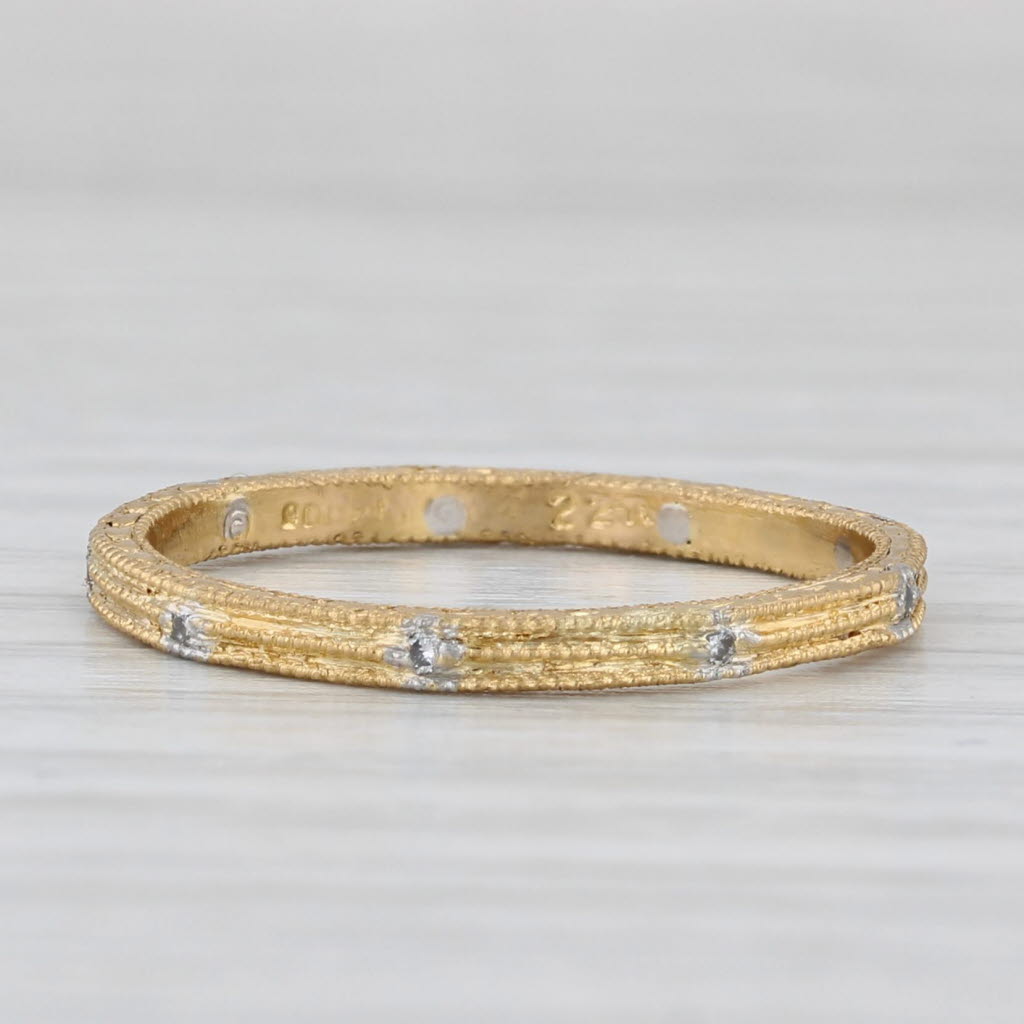 Cathy Waterman Diamond Eternity Band Platinum 22k Gold Size 6.75 Wedding Ring