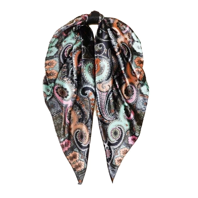 Women's Lady Paisley Satin Printing Silk Scarf