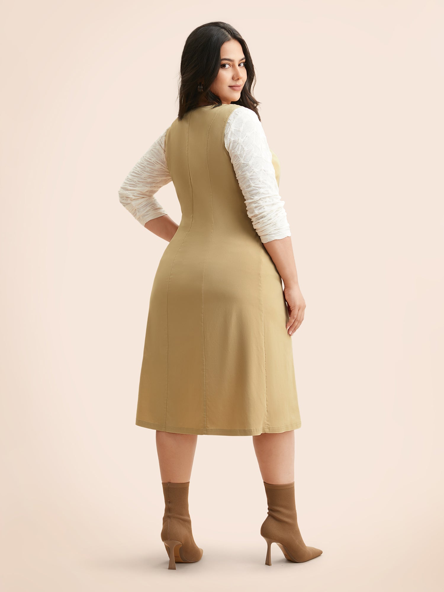 Round Neck Metal Chain Detail Tank Dress