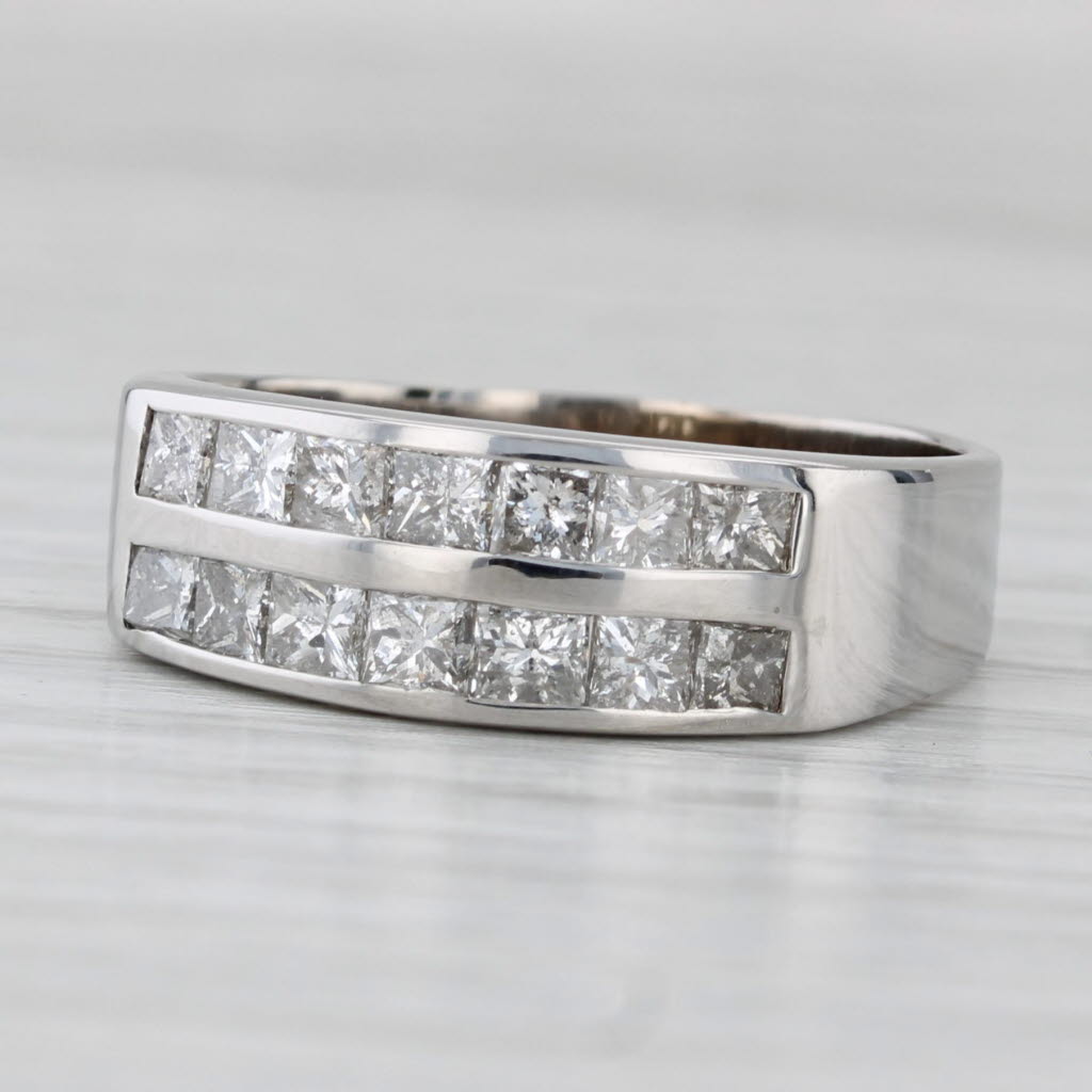 1.40ctw Diamond Wedding Band 18k White Gold Size 9.25