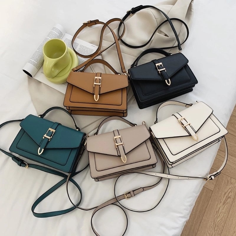 Women's Small Pu Leather Solid Color Classic Style Flip Cover Crossbody Bag
