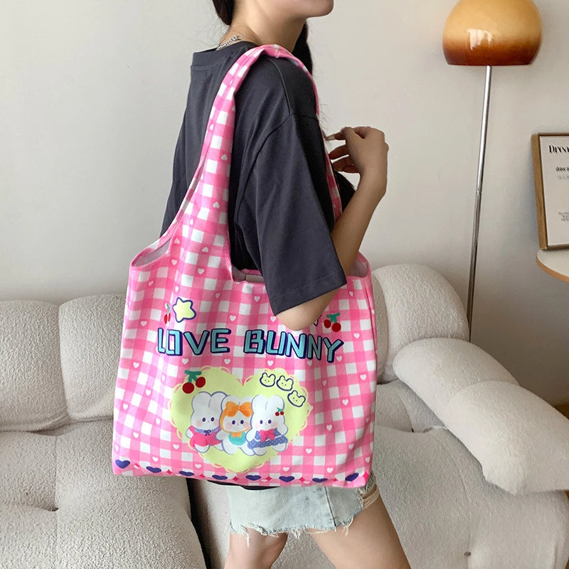 Women's Large Polyester Animal Letter Elegant Cute Streetwear Square Magnetic Buckle Tote Bag