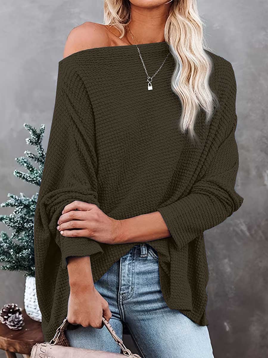 Knitted waffle slouchy top