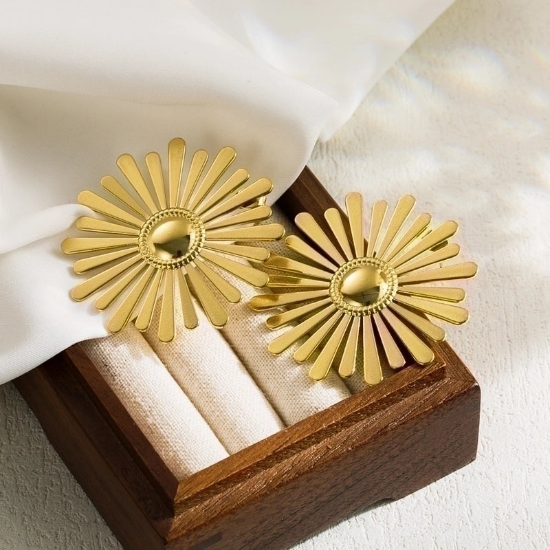 1 Pair Vintage Style Minimalist Artistic Square Oval Flower Irregular Stainless Steel Gold Plated Drop Earrings