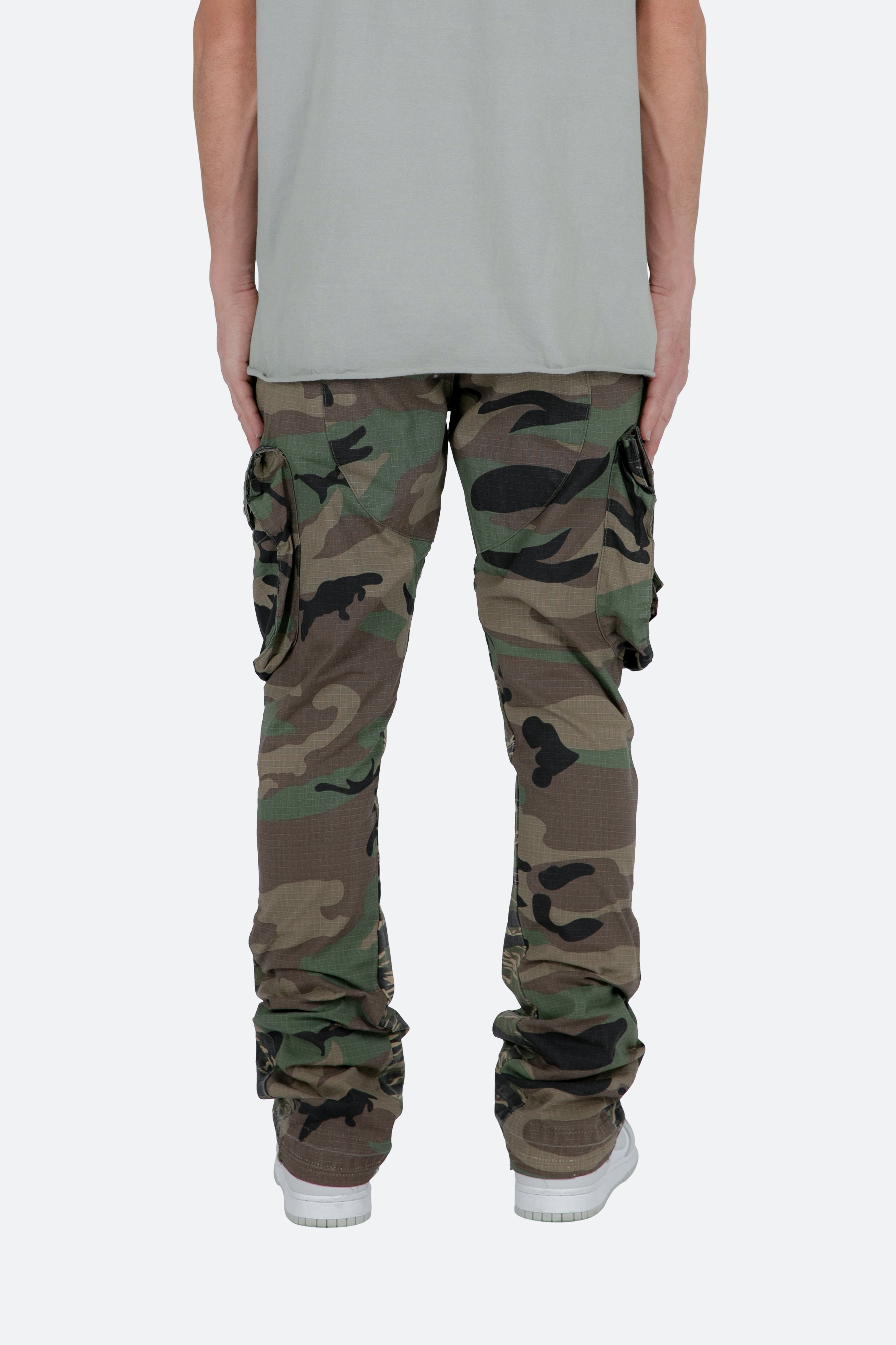 Patch Pocket Flare Cargo Pants - Camo