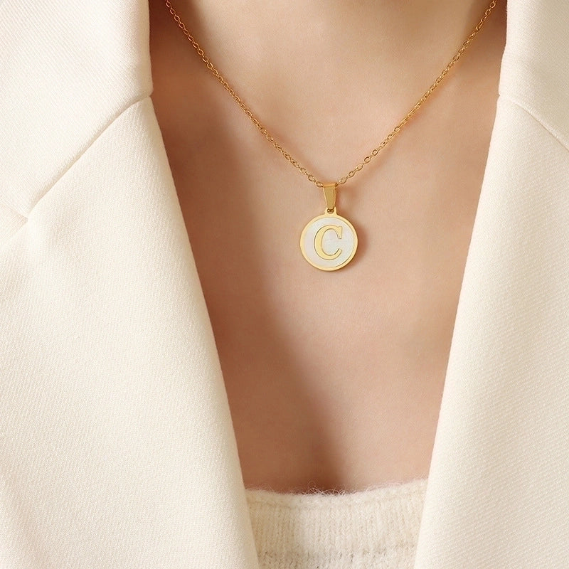 Fashion Letter 304 Stainless Steel Shell 18K Gold Plated Plating Pendant Necklace