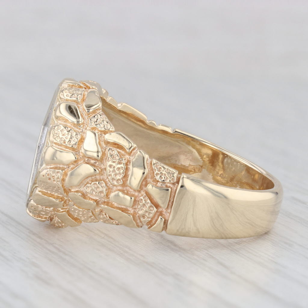 0.33ctw Diamond Cluster Gold Nugget Ring 14k Yellow Gold Men's Size 12.5