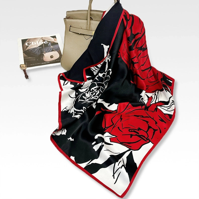 Women's Elegant Minimalist Printing Silk Printing Silk Scarf