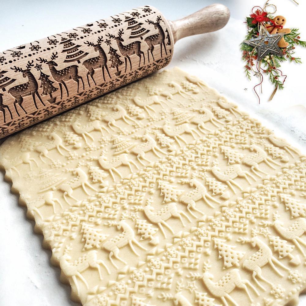 Christmas Embossing Rolling Pin