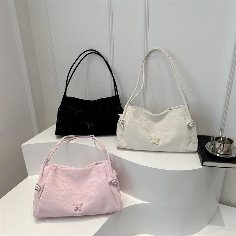 Women's Medium Canvas Solid Color Basic Classic Style Square Magnetic Buckle Shoulder Bag