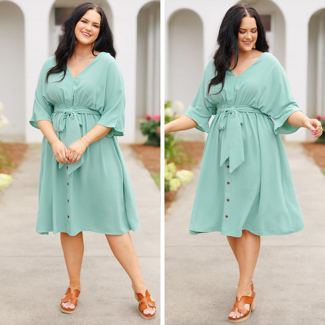 Hopelessly Yours Dress. Sage