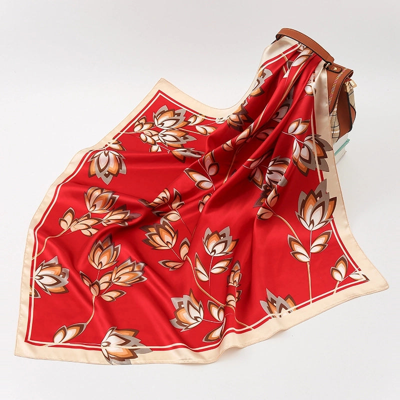 Gaohe Silk Scarf 90cm * 90cm Square Scarf Leopard Print Chain Large Square Scarf Silk Scarf Artificial Silk Scarf For Women