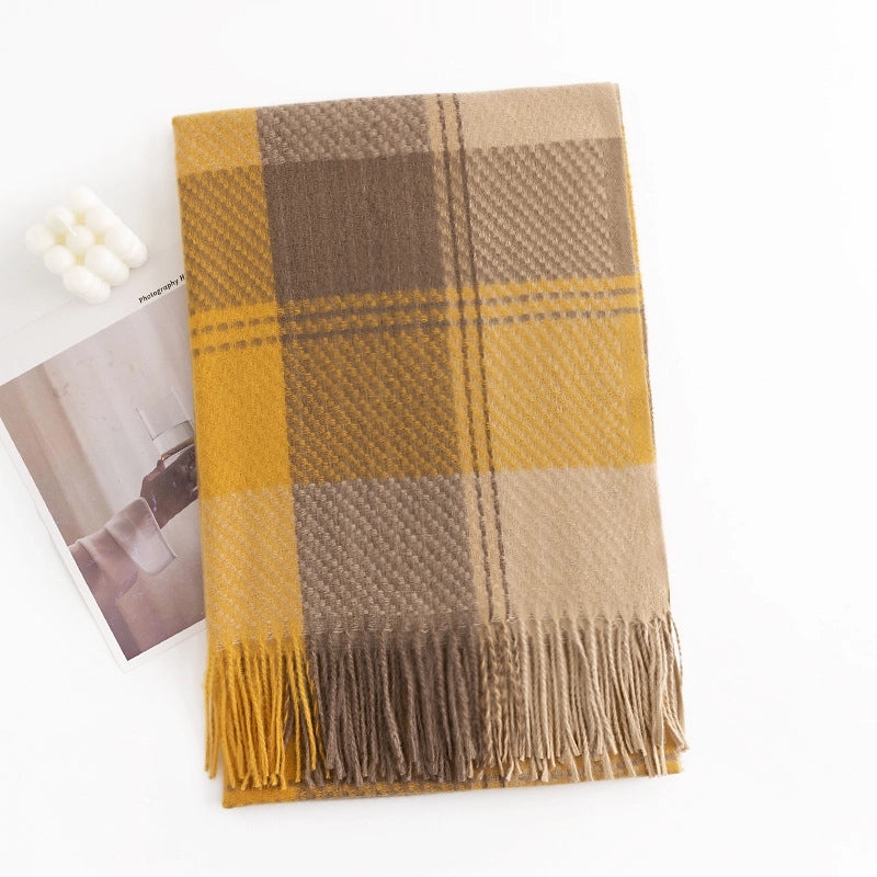 Warm Artificial Cashmere Scarf Plaid Student Couple Winter Thicken Thermal Scarf