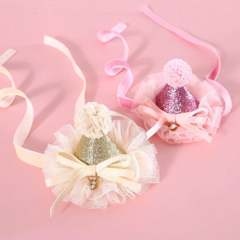 Cute Polyester Solid Color Diamond Pet Hat