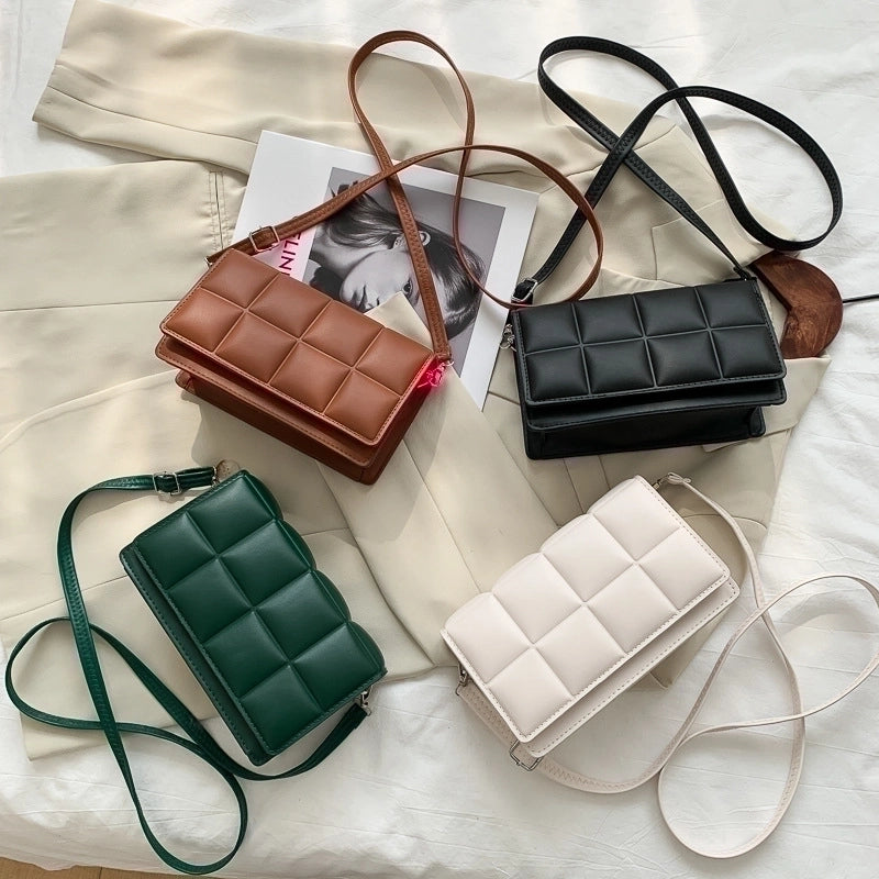 Women's Medium Pu Leather Solid Color Streetwear Square Flip Cover Crossbody Bag