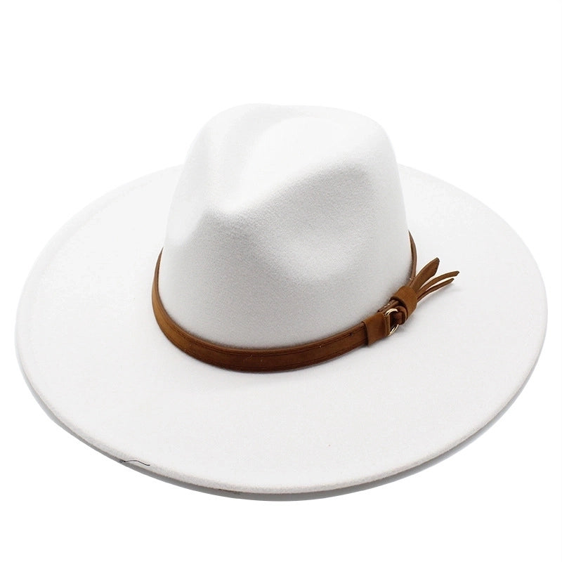 Unisex  Solid Color Flat Eaves Fedora Hat