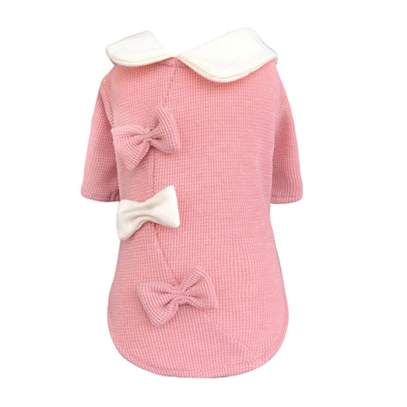 Bowknot Design Collar Dog Cat Sweater