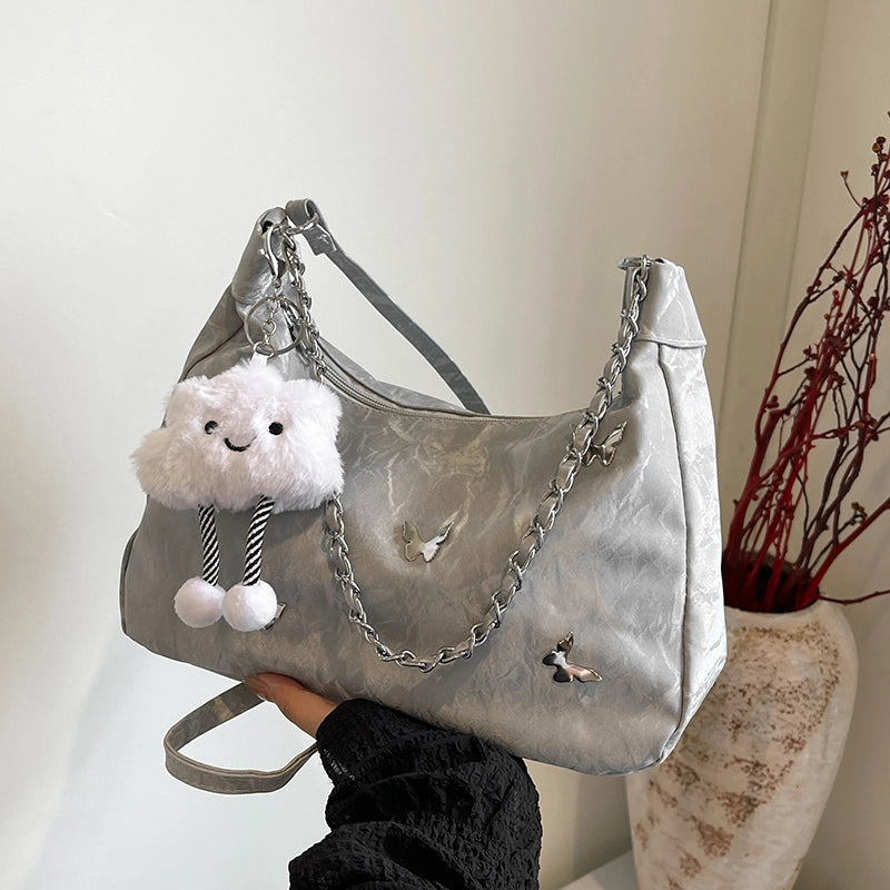 Women's Pu Leather Solid Color Streetwear Square Zipper Shoulder Bag Underarm Bag