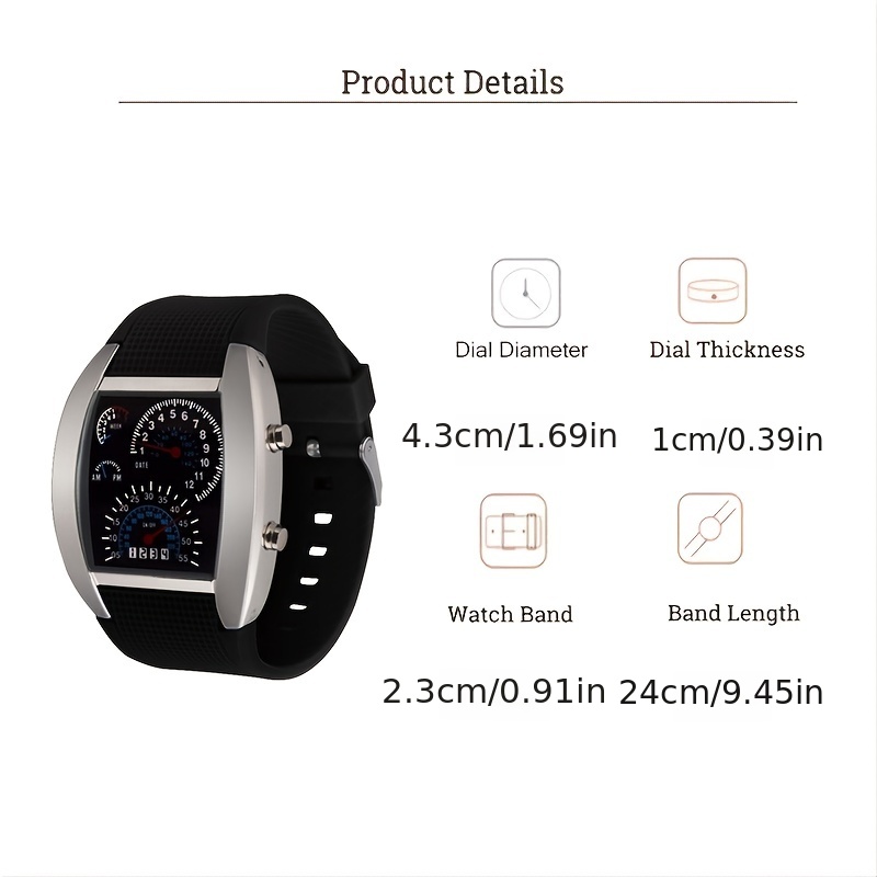 1pc Foreign Trade Cross-border Led Electronic Explosive Aviation Watch Men's Square Sports Dashboard Creative Watch